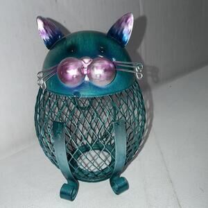 Cat Piggy Bank Metal Coin Money Saving Box‎ Home Decor Metallic Yard Art